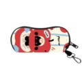 Portable cartoon cat bear pattern glasses pouch with zipper and hook closure in red - Red Apple Cat