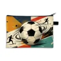 Large capacity soccer pencil case with dynamic sports illustration and zip closure - Style 14