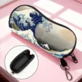 Portable glasses bag with Ukiyo-e Great Wave print and functional hanging hook variant - The Great Wave off Kanagawa