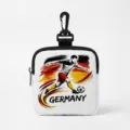 Petit porte-monnaie avec imprimé football Allemagne et mousqueton pour écouteurs - Style Carré Allemagne