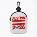 Portable 2026 Austria football themed earphone storage pouch with carabiner clip - Oval-Austria