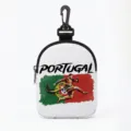 Petit porte-monnaie blanc avec imprimé football Portugal et mousqueton pour écouteurs - Style Ovale Portugal