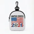 US flag 2026 soccer theme portable mini pouch for wired earphone storage with clip - Oval-United States