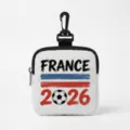 France 2026 Football World Cup themed square earphone storage pouch with carabiner clip - Square-France