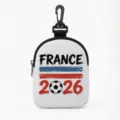 Portable 2026 France football themed coin purse and earphone storage bag with clip - Oval-France