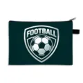 Dark green large capacity soccer themed stationery pouch with football shield logo - Style 22