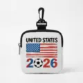 Portable 2026 Soccer World Cup USA flag printed earphone pouch and mini coin purse - Square-United States