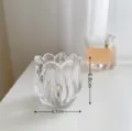 Transparante glazen tulp kaarsenhouder of kleine opbergbeker voor sieraden, helder. - Standaard / Bloemvormige kandelaar 7*7 cm