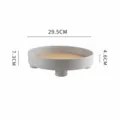 Japans stijl rond opbergdienblad met houtnerf bodem en grijs frame voor huisdecoratie. - Lichtgrijs opbergblad