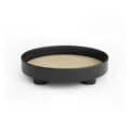 Ronde opbergtray in Japanse stijl met houten basis en zwarte rand voor thuisdecoratie - Zwart Opbergplateau