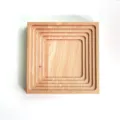 Japanese style wooden storage tray square stepped decorative plate jewelry display prop. - Square 10.5*10.5*2cm