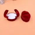 Scatola per anelli doppia in velluto rosso a forma di cuore per matrimonio fidanzamento esposizione - Rosso