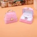 Rosa Samt Handtasche Schmuckschatulle mit Ring und Kette Steckplätzen tragbare Geschenkbox. - Rosa