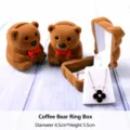 Süße beflockte Bären Ringbox Schmuckschatulle für Ring und Halskette Geschenk Präsentation - Heller Kaffee