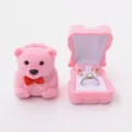 Rosa süße Bär Samt Schmuckschatulle für Ringe und Ohrringe Geschenkverpackung Variante. - Rosa
