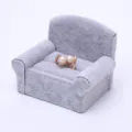 Grey velvet sofa ring holder, miniature jewelry display stand for rings and earrings storage. - Grey Velvet