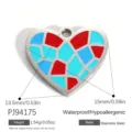 Ciondolo a cuore in acciaio inossidabile a mosaico con motivi rosso e blu, 15 mm. - Ciondolo a Cuore Mosaico (PJ94175)