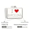 Ciondolo rettangolare I Love Barcelona in acciaio inox con dimensioni e peso del prodotto - Ciondolo Barcellona (PJ94176)