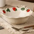 Zuppiera in ceramica con fragole, ciotola per frutta da 8 pollici in rilievo, capacità 1200 ml. - Ciotola per zuppa fragola da 8 pollici