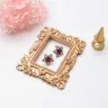 Squisito cornice in resina vintage con orecchini di strass a stella, dettaglio di esposizione gioielli. - Rettangolo
