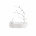 Organizador de joyas árbol cisne blanco, soporte de almacenamiento escritorio. - Blanco