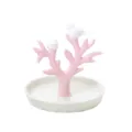 Ceramic bird tree jewelry dish pink and white ring holder desktop storage tray variant. - Green