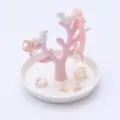 Keramische vogel boom sieraden houder ring organizer voor bureau opberg display. - Witte basis met roze boom