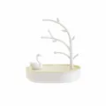 Caja organizadora de joyas cisne beige, soporte de almacenamiento de escritorio lindo. - Beige