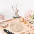 Vintage iron mannequin jewelry display stand necklace organizer ring tray home decor - Light Blue