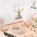 Vintage iron mannequin jewelry display stand, creative doll ring necklace earring organizer tray - Gray