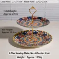 Frutero y plato de postre de cerámica de 2 niveles estilo bohemio soporte para tartas - Estilo Bohemio 4 / Grande 2 Niveles