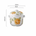 Pentola in ceramica con coperchio, motivo floreale, capacità 450ml per cucina e dessert. - 450ml / Fiore Giallo