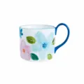 Ceramic Coffee Mug with Floral Pattern 400ml Cute Tea Cup Gift for Couple Home Office - Elegant Blue Series - 3.75-Inch High Handle Mug