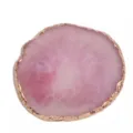 Roze hars agaat imitatie sieraden display plaat met gouden rand voor fotorekwisieten. - Roze