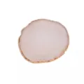 Roze Hars Imitatie Agaat Sieraden Display Plaat Gegalvaniseerd Gouden Rand Palet Prop - Melkwit