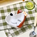 Grazioso piattino da snack in ceramica con adorabile design di cucciolo, smalto dipinto a mano. - Piattino per snack a forma di cane Parker