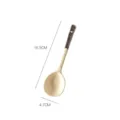 Keramik Suppenlöffel mit Holzmaserung Griff und Cremefarben, 16.5cm Küchengeschirr. - Cremefarben mit Silberrand – langstieliger Löffel