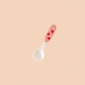 Cucchiaio da zuppa in ceramica con pois rosa, ideale per dessert e caffè, 16 cm - Cucchiaio mela rossa