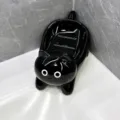 Portasapone per gatti in ceramica nera con design di drenaggio, supporto per lavandino. - Nero
