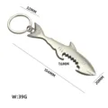 Metallic whale shark keychain with size markings, 104mm length silver fish pendant - Shark Shape Bottle Opener (X-100) / 104x20x6mm
