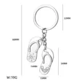 Creative flip-flop metal keychain with beach design and engraved patterns, 19g weight. - Flip-Flops Style (X-2087) / 88mm / Silver