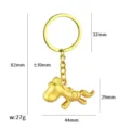 Golden horse keychain with money bag charm, dimensions 82mm and weight 27g shown - Lucky Bag Horse (X-785) / Gold