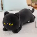 Cute black cat plush toy, soft lying kitten sleeping pillow for kids and home decor. - Gray / 50 cm