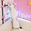Long cat plush toy pillow, cute grey and white stuffed animal doll for kids sleeping. - 50cm / Gray