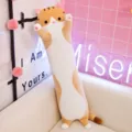 Cute long cat plush toy soft hugging pillow, adorable stuffed animal doll for kids room. - 50cm / Yellow