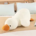 Cute white duck plush toy lying flat, soft stuffed doll pillow, perfect gift for kids and girls. - 30 cm / White