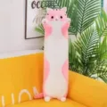 Cute pink long cat plush toy body pillow soft cartoon animal doll for kids and home decor - 50cm / Pink