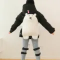 Set di protezione anti-caduta in peluche orso polare per sci e pattinaggio per bambini sport invernali. - Protezione dell'anca orso bianco