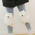 Simpatiche ginocchiere in peluche di orso bianco, morbida protezione calda per sport invernali sci. - Paio di ginocchiere orso bianco