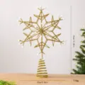 Golden hollow snowflake Christmas tree topper with pearl accents 32cm - 3D Hollow Snowflake / Champagne Gold